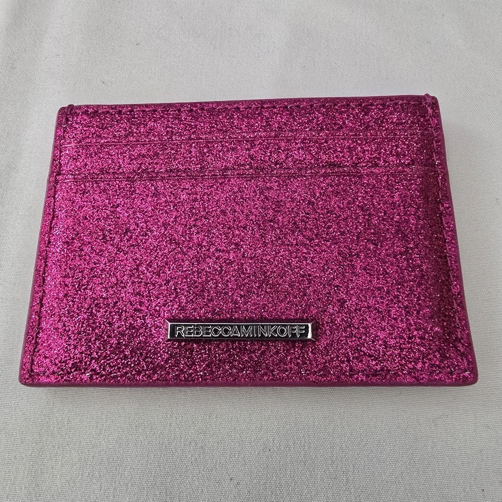 Rebecca Minkoff Pink Glitter Card Case - Picture 1 of 5